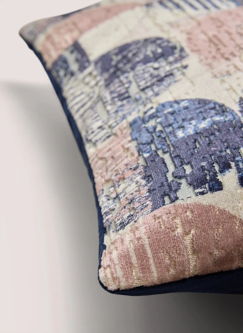 Matalan Navy Circular Geometric Velvet Cushion